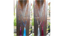 4color radraksha mala tassels necklace with glass beads